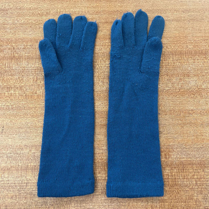 Long Soft Knit Gloves: Dark Blue-unisex-
