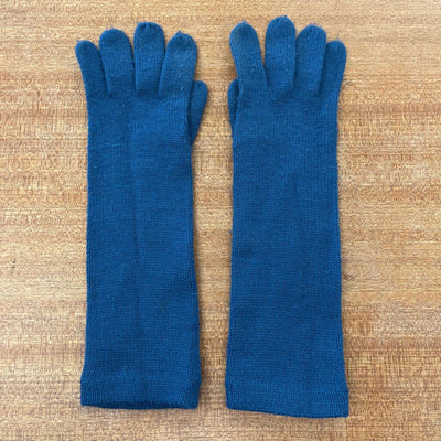 Long Soft Knit Gloves: Dark Blue-unisex-