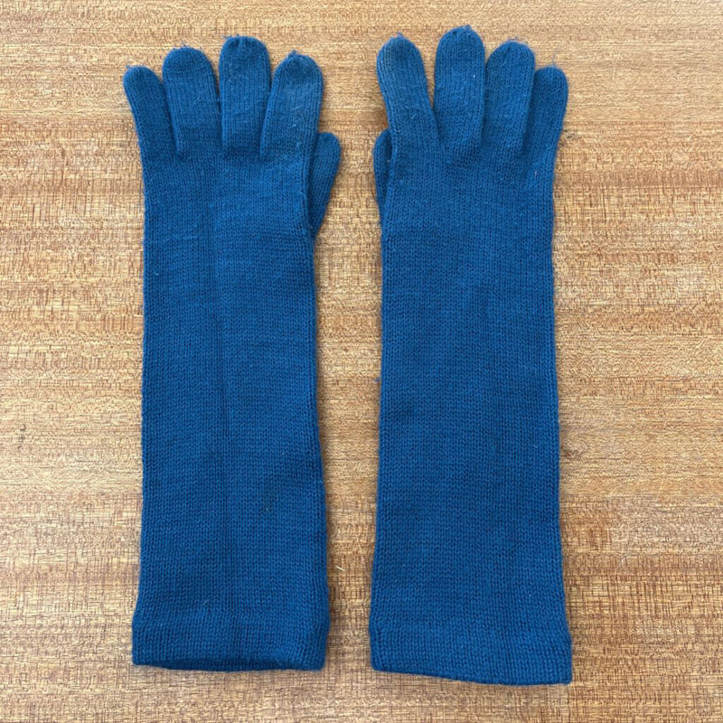 Long Soft Knit Gloves: Dark Blue-unisex-