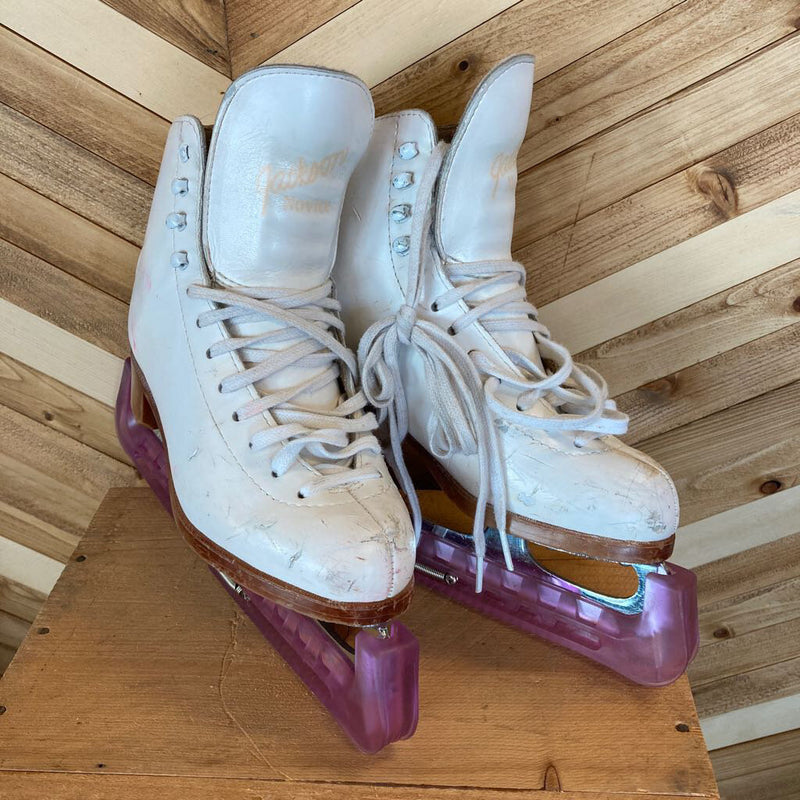 Kids White Figure Skates With Guards, Jackson Novice, Size 4, with guards MSRP $120: White-children-4