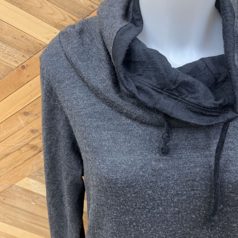 Icebreaker - Merino sweater cowlneck - MSRP $196: grey and black-women-XL