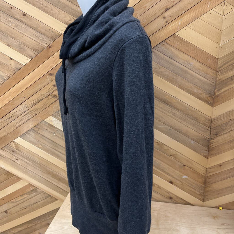 Icebreaker - Merino sweater cowlneck - MSRP $196: grey and black-women-XL