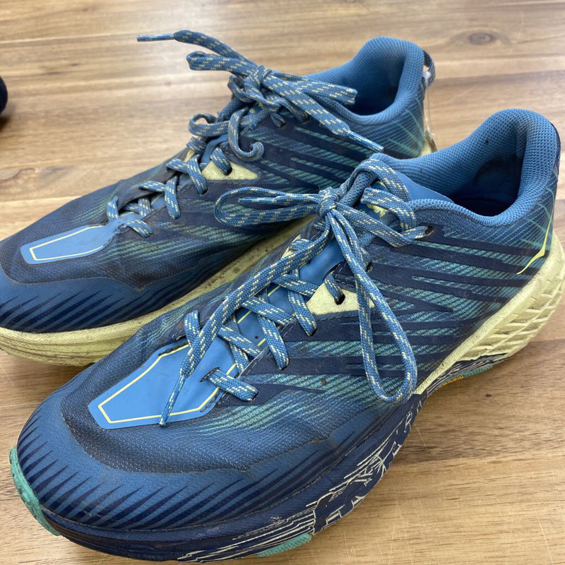 Hoka - Speedgoat 4 Trail Running Shoes - MSRP $190: Teal/Navy/Light Yellow-women-W9.5