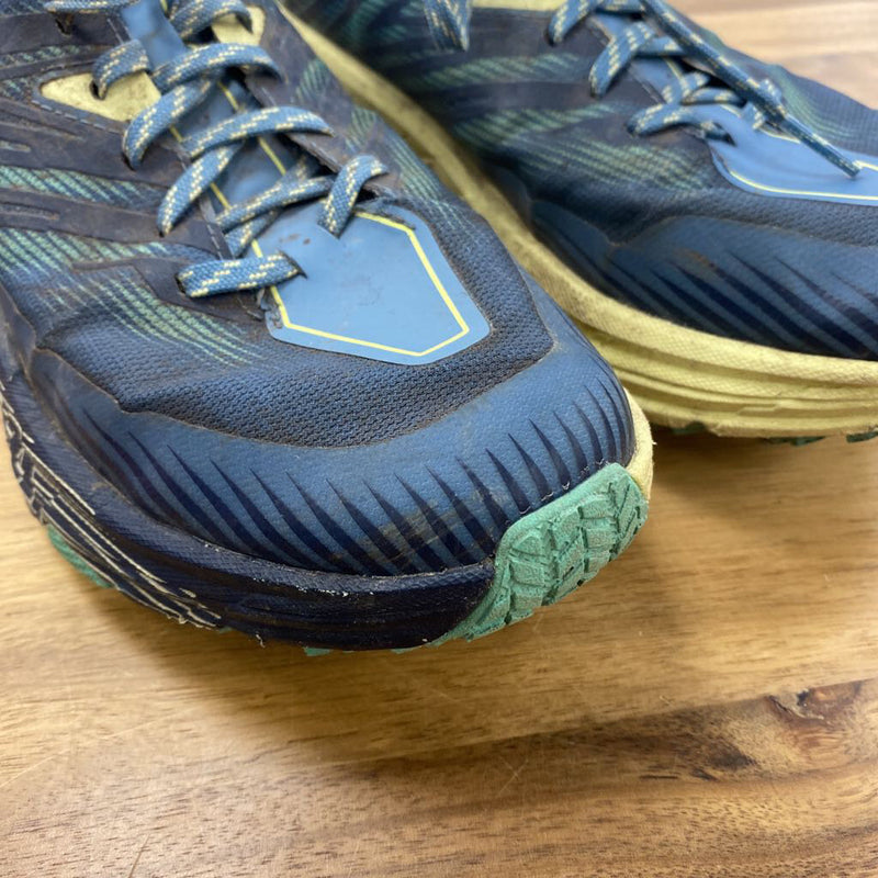 Hoka - Speedgoat 4 Trail Running Shoes - MSRP $190: Teal/Navy/Light Yellow-women-W9.5