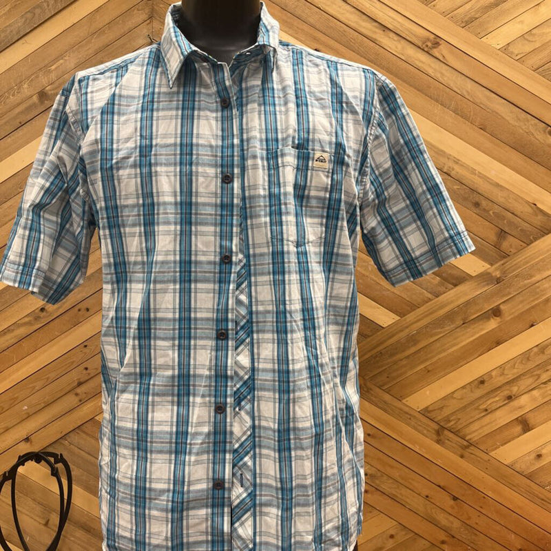 McKinley - Men Short Sleeve button T-shirt : White/Blue-men-XL
