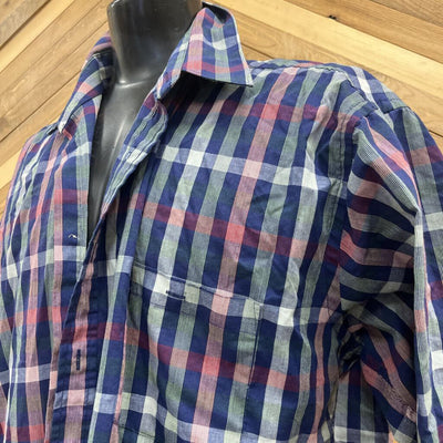 Mark's Work WearHouse - Men Button Up Short Sleeve Shirt -: Blue/Purple-men-XL