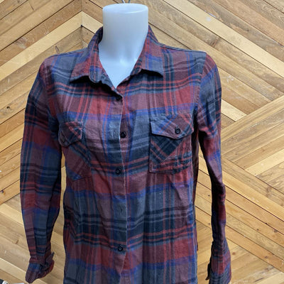 Volcom - Women's Flannel Shirt - MSRP $72: red, grey, blue-women-SP
