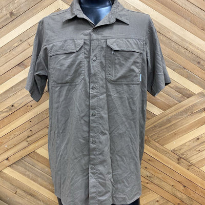 Columbia - Men's S/S Button Up Hiking Shirt - MSRP comp $75: Brown-men-