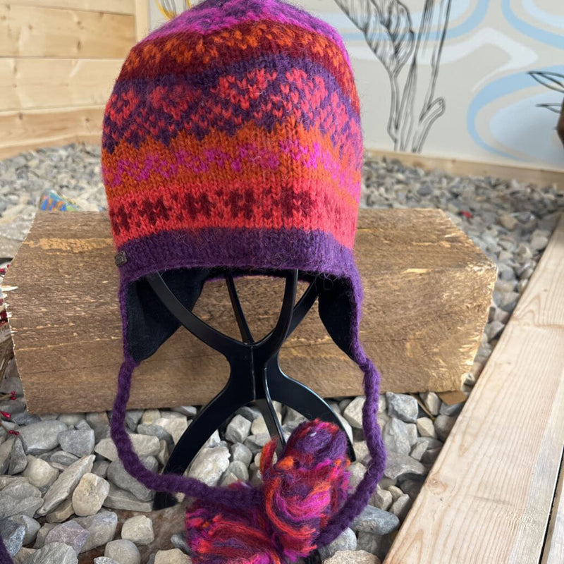 UttamLondon - Fleece lined wool hat: Purple/Orange-unisex-MD