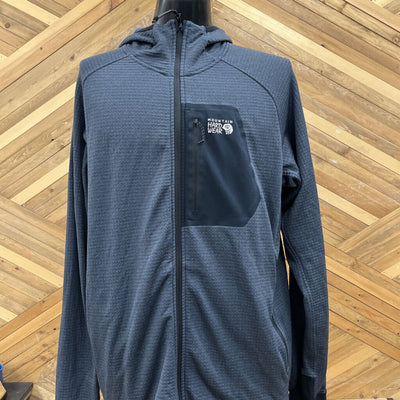 Mountain Hardwear - Men's Polartec Power Grid Full-Zip Hoody Fleece - MSRP $200: Dark Grey-men-XL